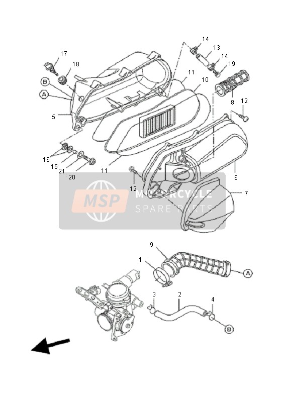 Yamaha VP250 X-CITY 2010 Intake for a 2010 Yamaha VP250 X-CITY